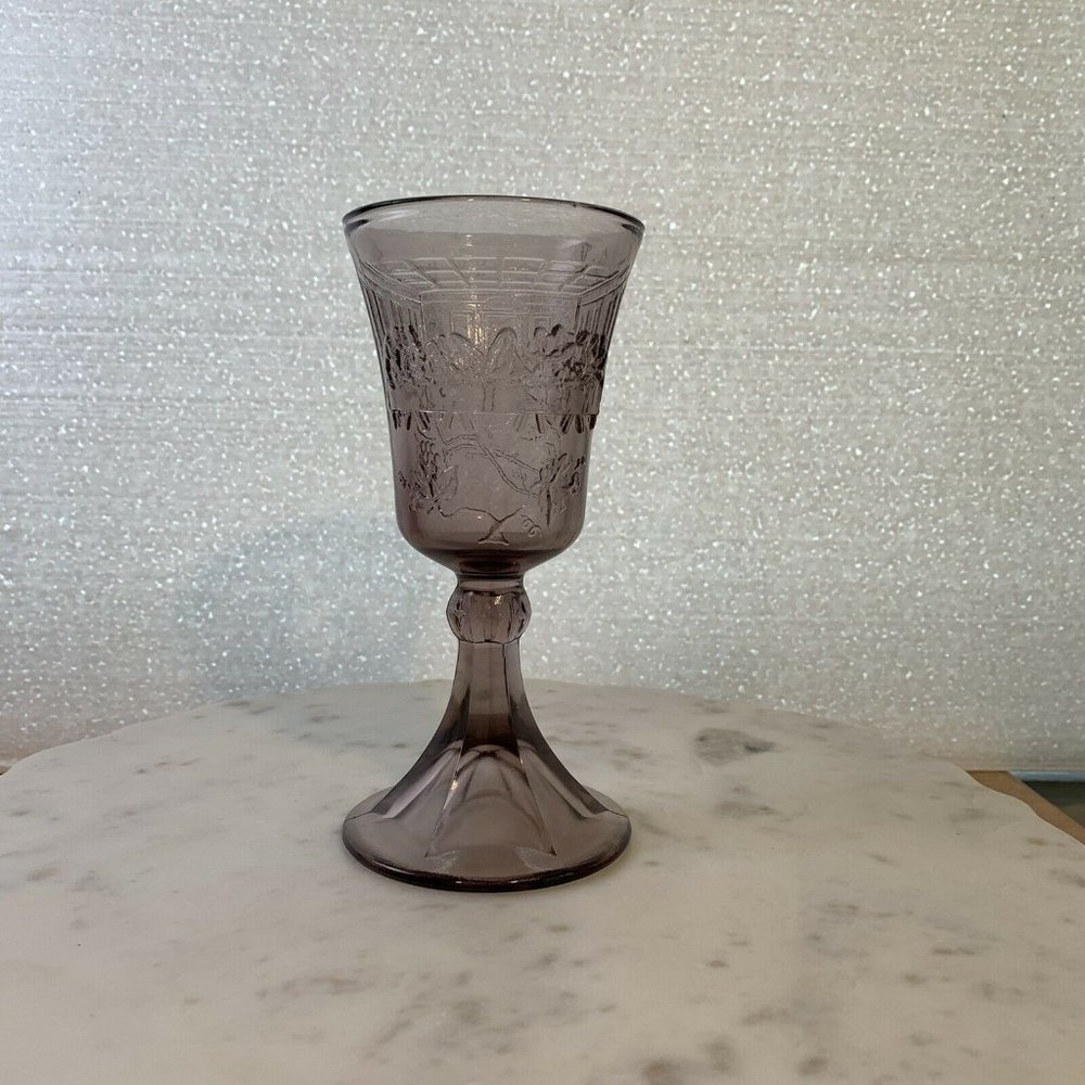 Vintage Tiara Indiana Purple Wine Glass Lords The Last Supper Chalice 7 Inch - Picture 5 of 12